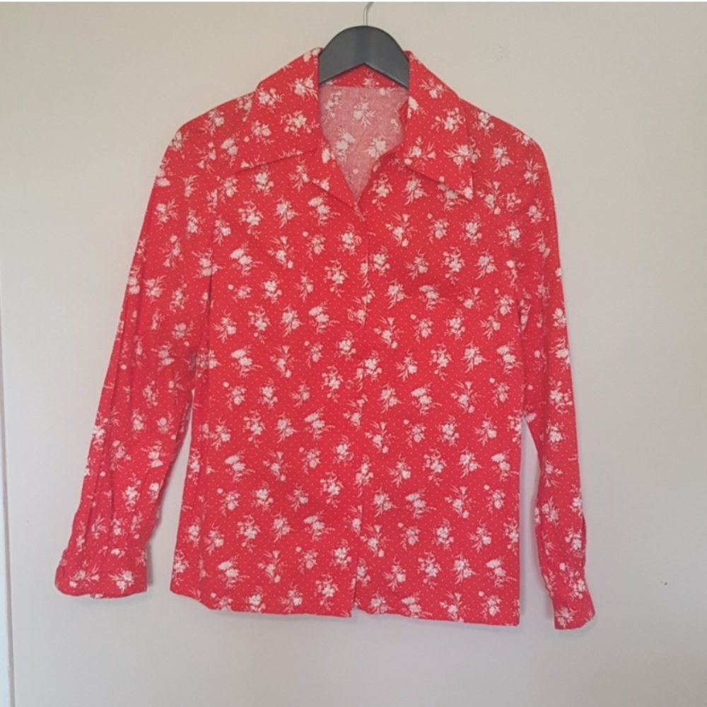 Vintage 70s handmade floral button down shirt